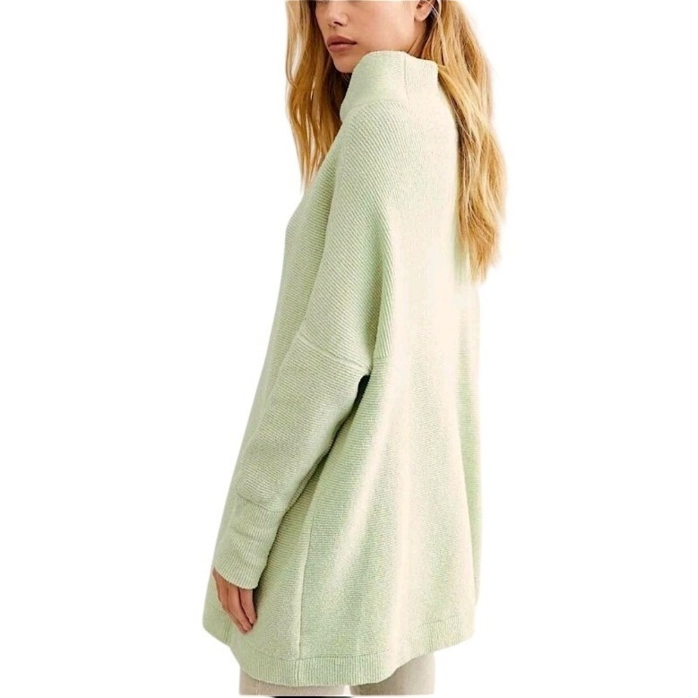 Free People Ottoman Slouchy Tunic Sweater AGreen Mock Neck OB432957 Large - Picture 3 of 16